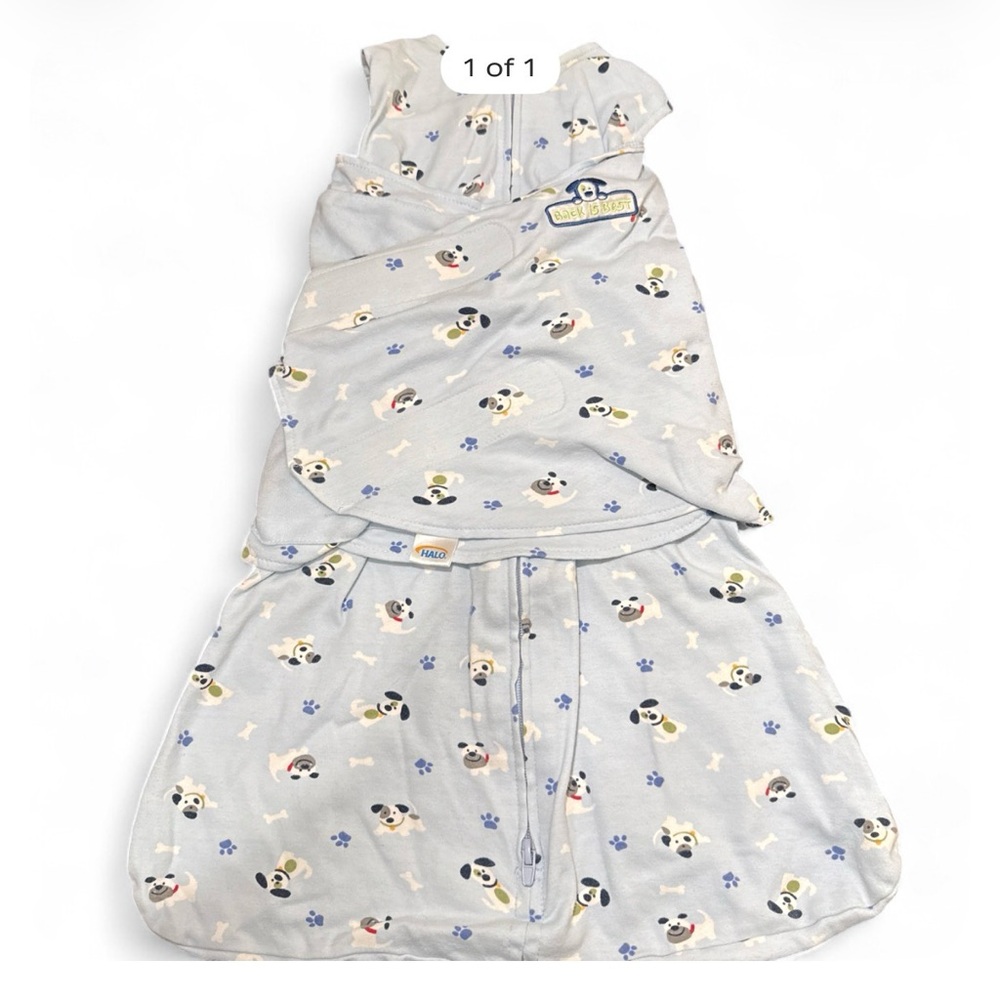 HALO Blue Puppy Print Swaddle Sleep Sack 💜🩶
